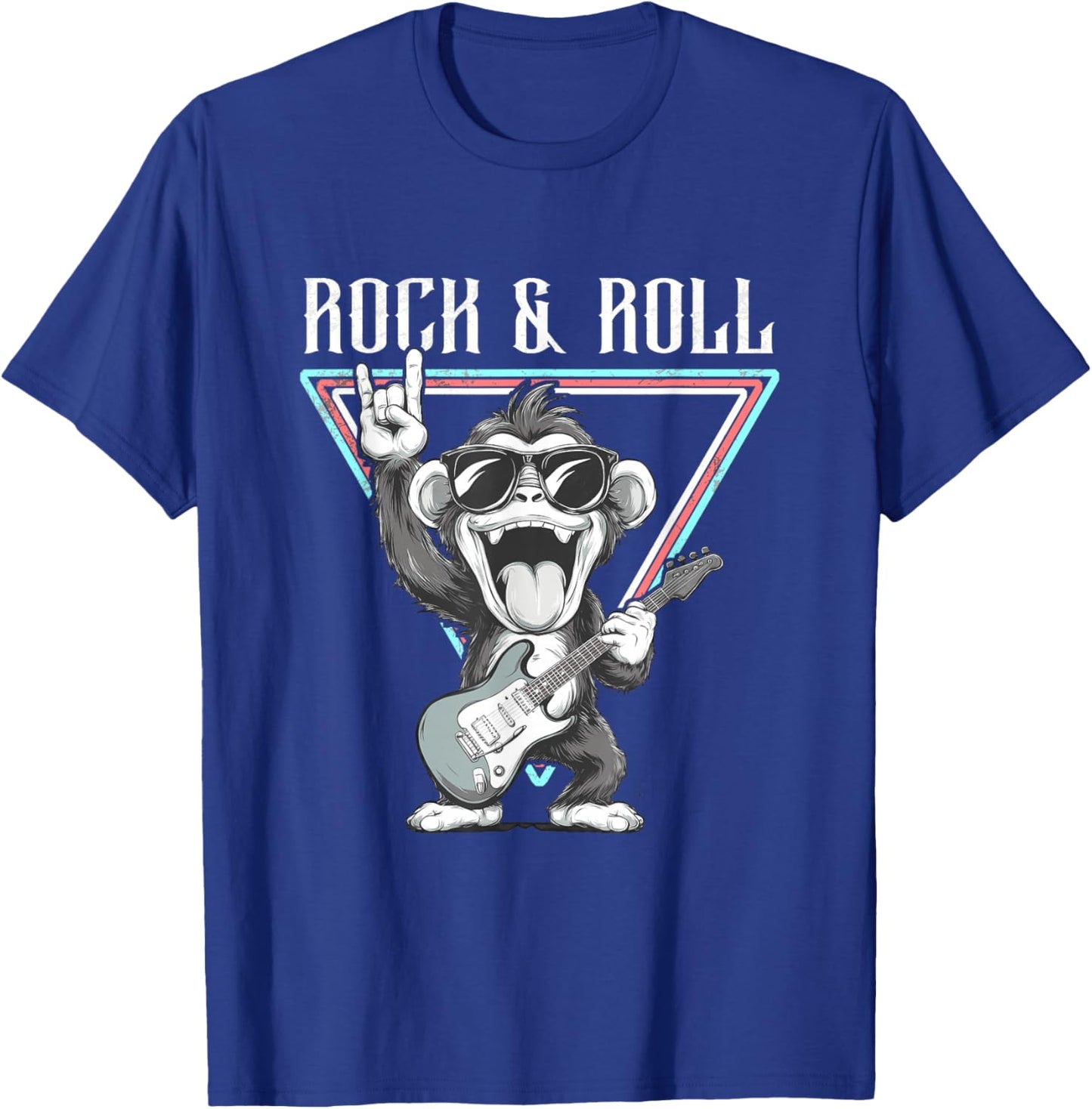 Rock & Roll Monkey Guitar Funny T-Shirt - T-Shirt | Royal