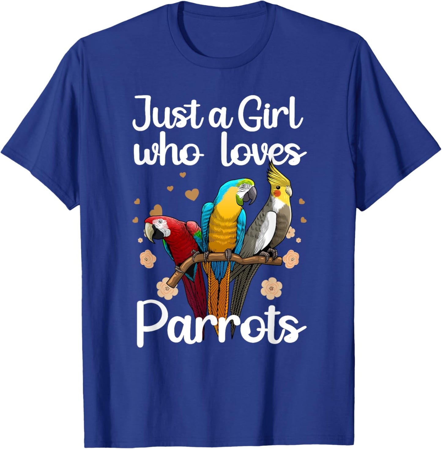 Funny Parrot Gift Parrot Lover Accessories & Stuff Cute Parrot Art Women's Multicolor Short Sleeve for Girls & Female Parrot Lovers T-Shirt - T-Shirt | Royal