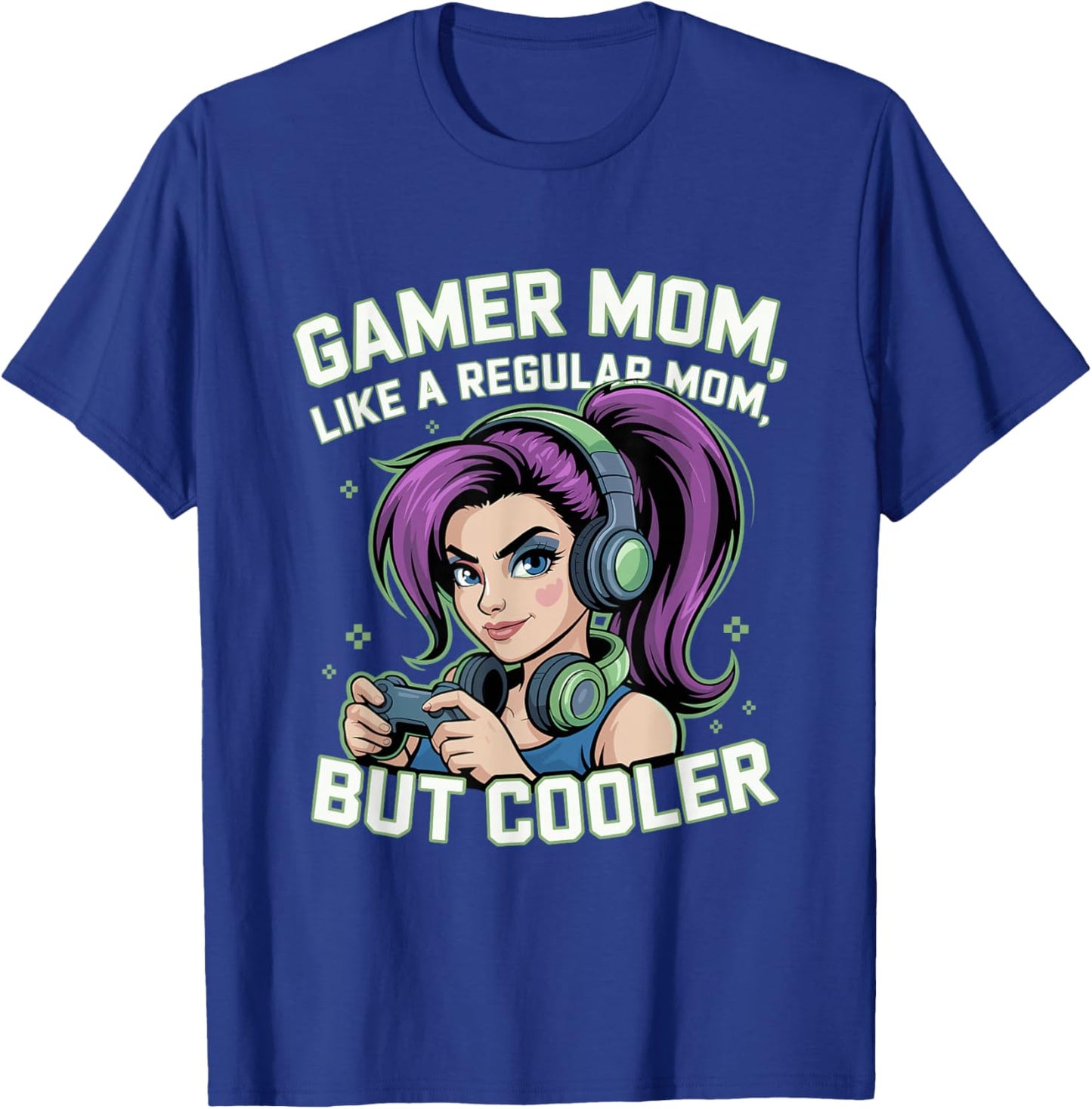 Gaming Mom Gift Mothers Day Cute Purple Hair Gamer Girls T-Shirt - T-Shirt | Royal