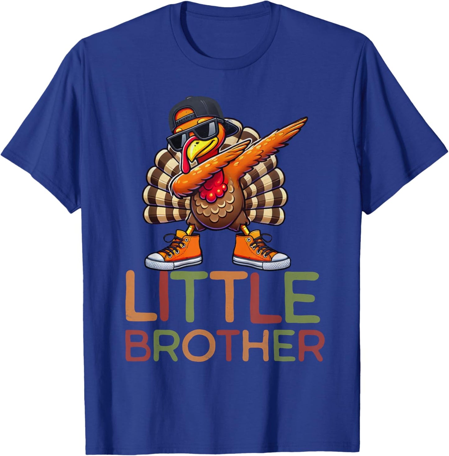Little Brothers Thanksgiving Retro Dabbing Turkey Kids Boys T-Shirt - T-Shirt | Royal