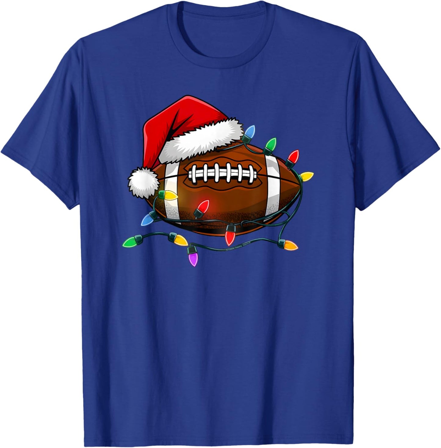 Christmas Football with Santa Hat Christmas Football Player T-Shirt - T-Shirt | Royal