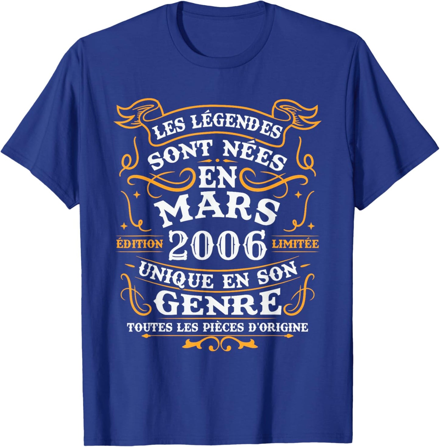 Vintage Birthday Gift 20 Years Born in March 2006 T-Shirt - T-Shirt | Royal