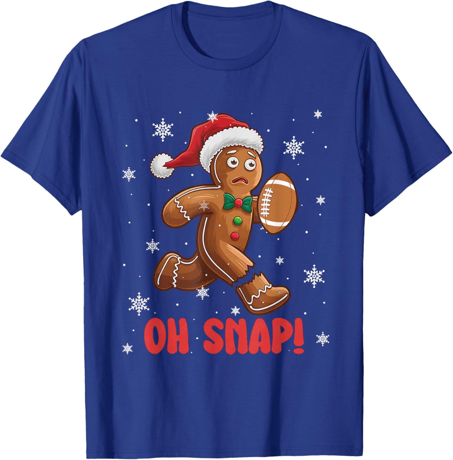 Oh Snap Gingerbread Man American Football Christmas T-Shirt - T-Shirt | Royal