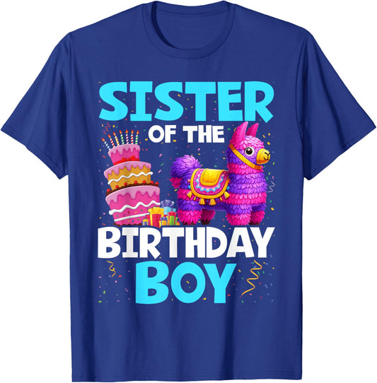 Sister Of The Birthday Boy Llama Family Party Decorations T-Shirt - T-Shirt | Royal
