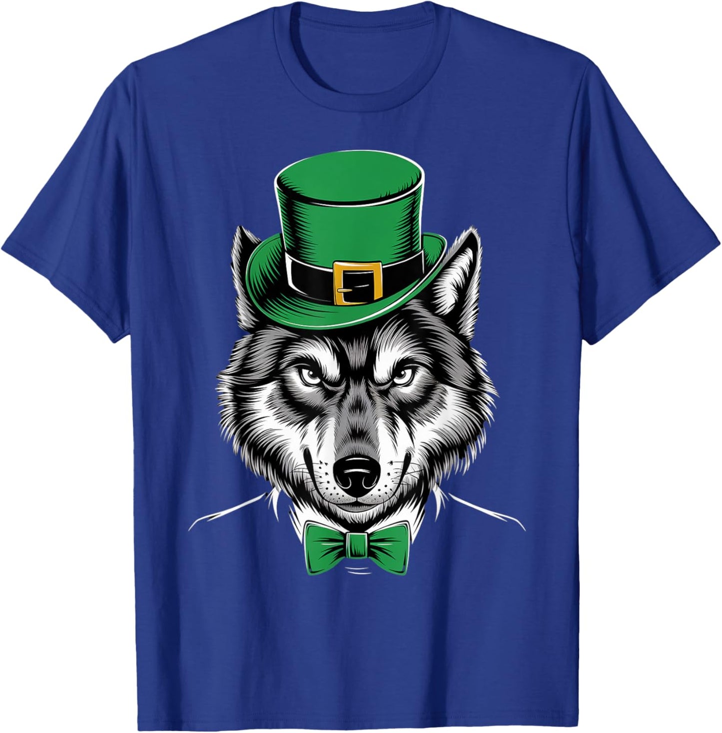 Green Wolf shamrock on St Patricks Day Wolf T-Shirt - T-Shirt | Royal