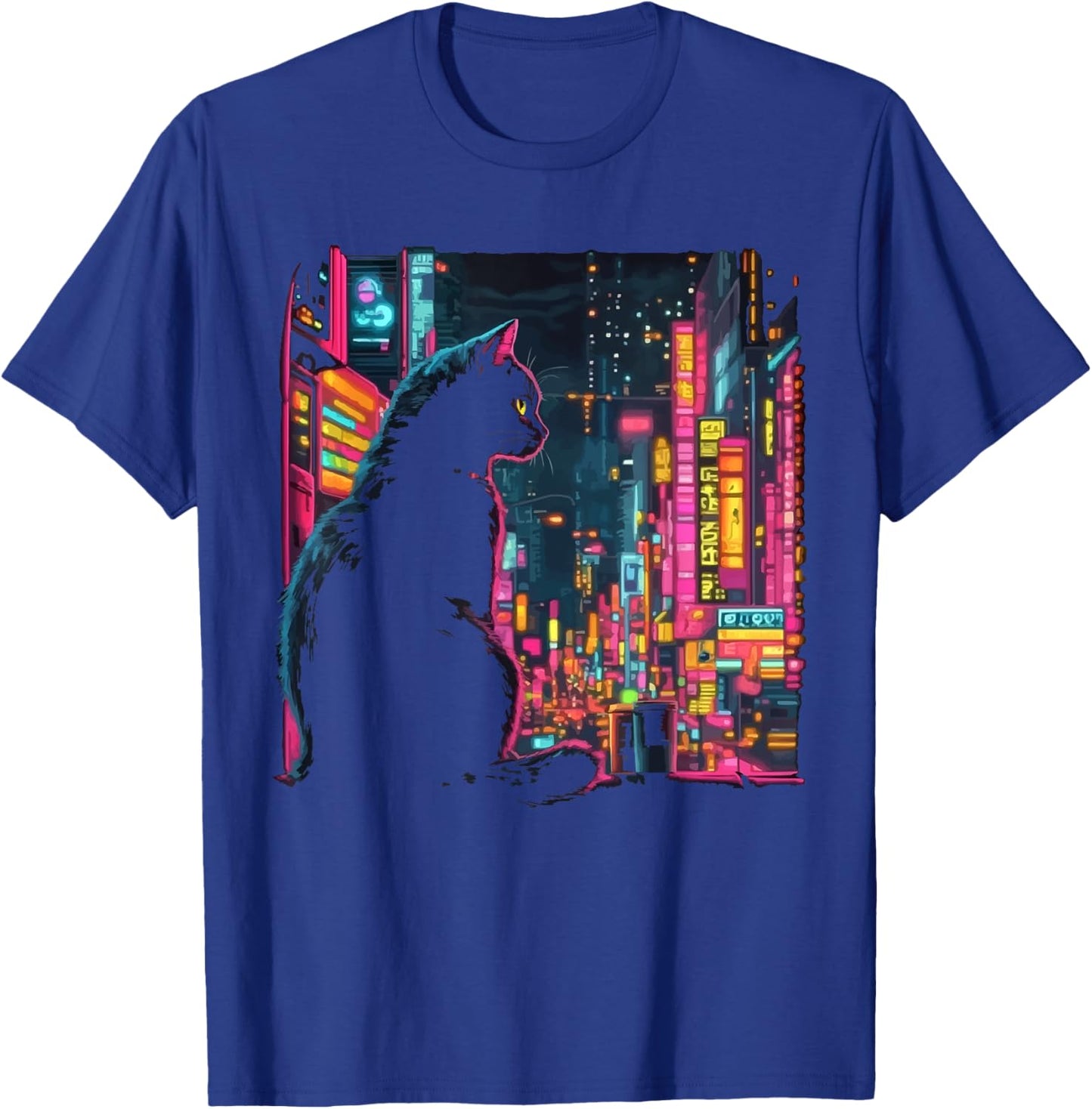 Cyberpunk Cat Kitty Meow Animal Pet Future Science Fiction T-Shirt - T-Shirt | Royal