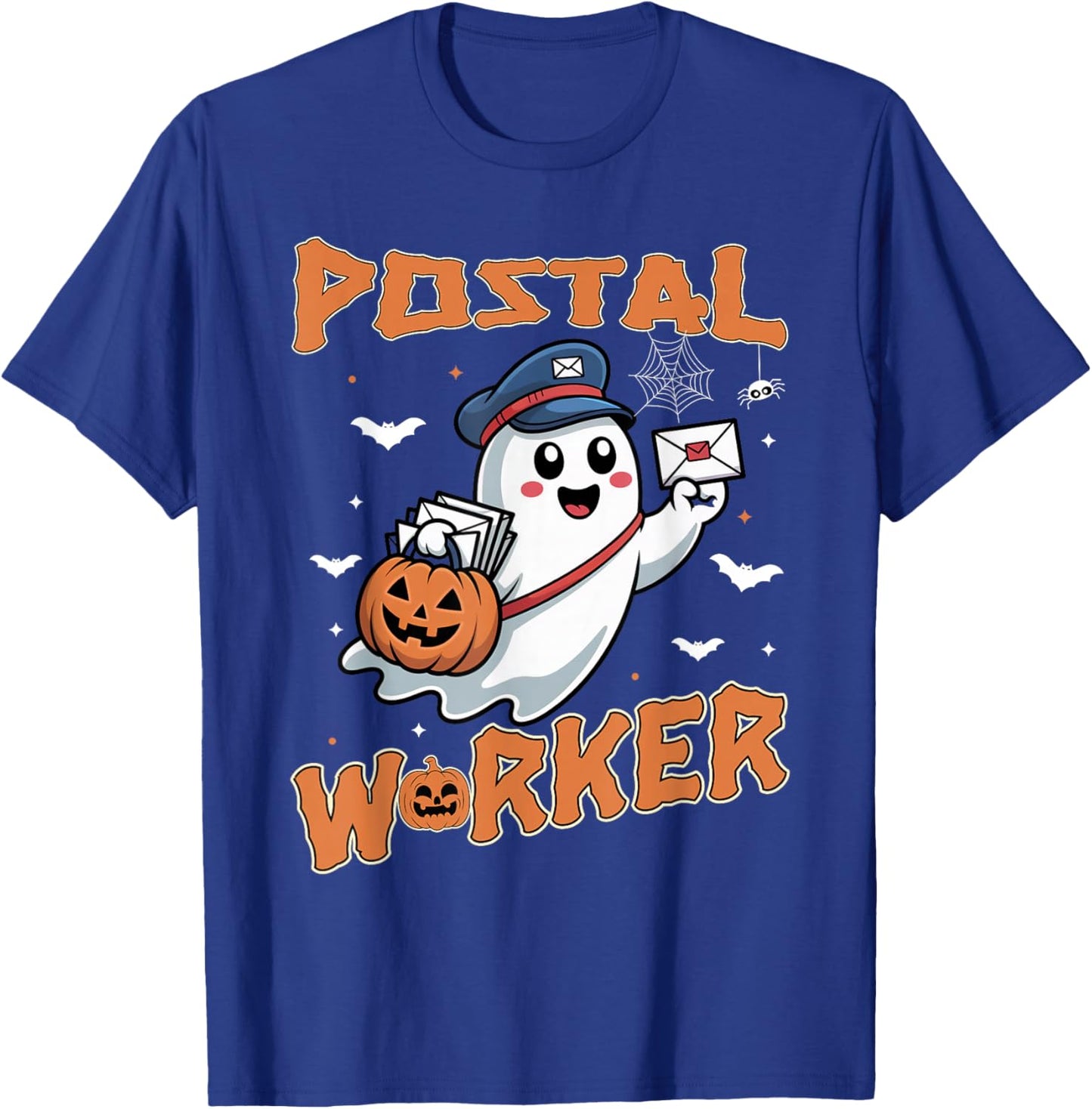 Postal Worker Pumpkin Post Office Staff Ghost Halloween Men T-Shirt - T-Shirt | Royal