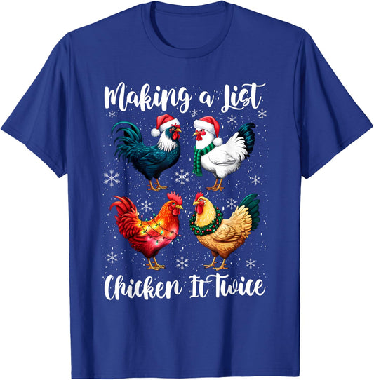 Christmas Chicken Lover Xmas Santa Hat Funny Farm T-Shirt - T-Shirt | Royal