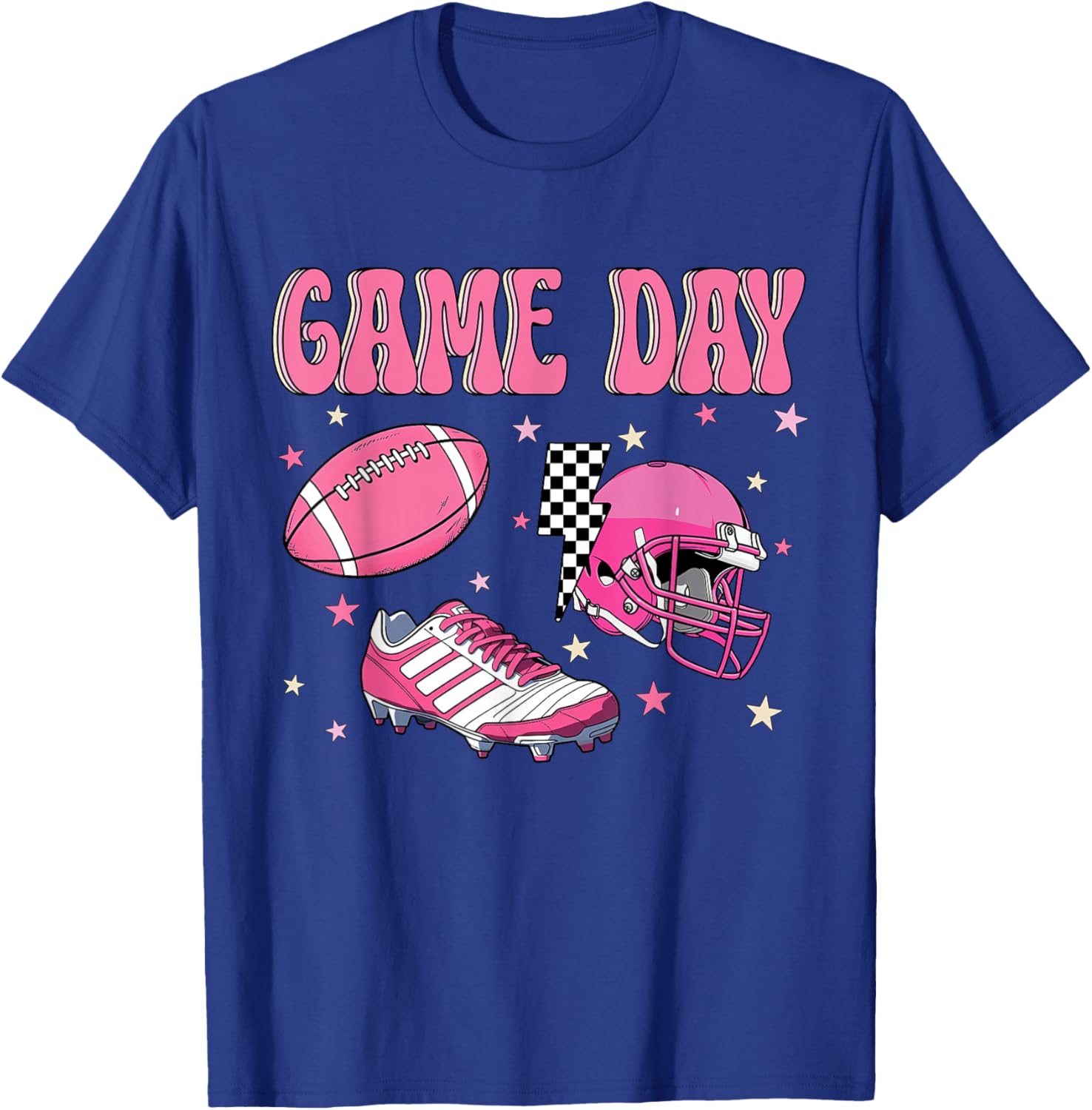 Pink Football Game Day Jersey - Sporty Fan Apparel T-Shirt - T-Shirt | Royal