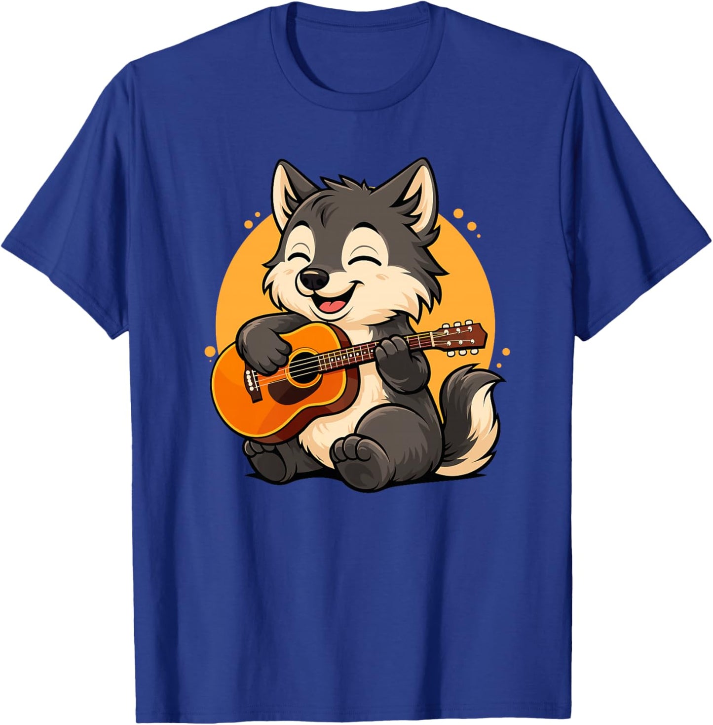 Loup Jouant de la Guitare Graphique Loup garçons Filles Amateurs de Guitare Haut de Gamme T-Shirt - T-Shirt | Royal