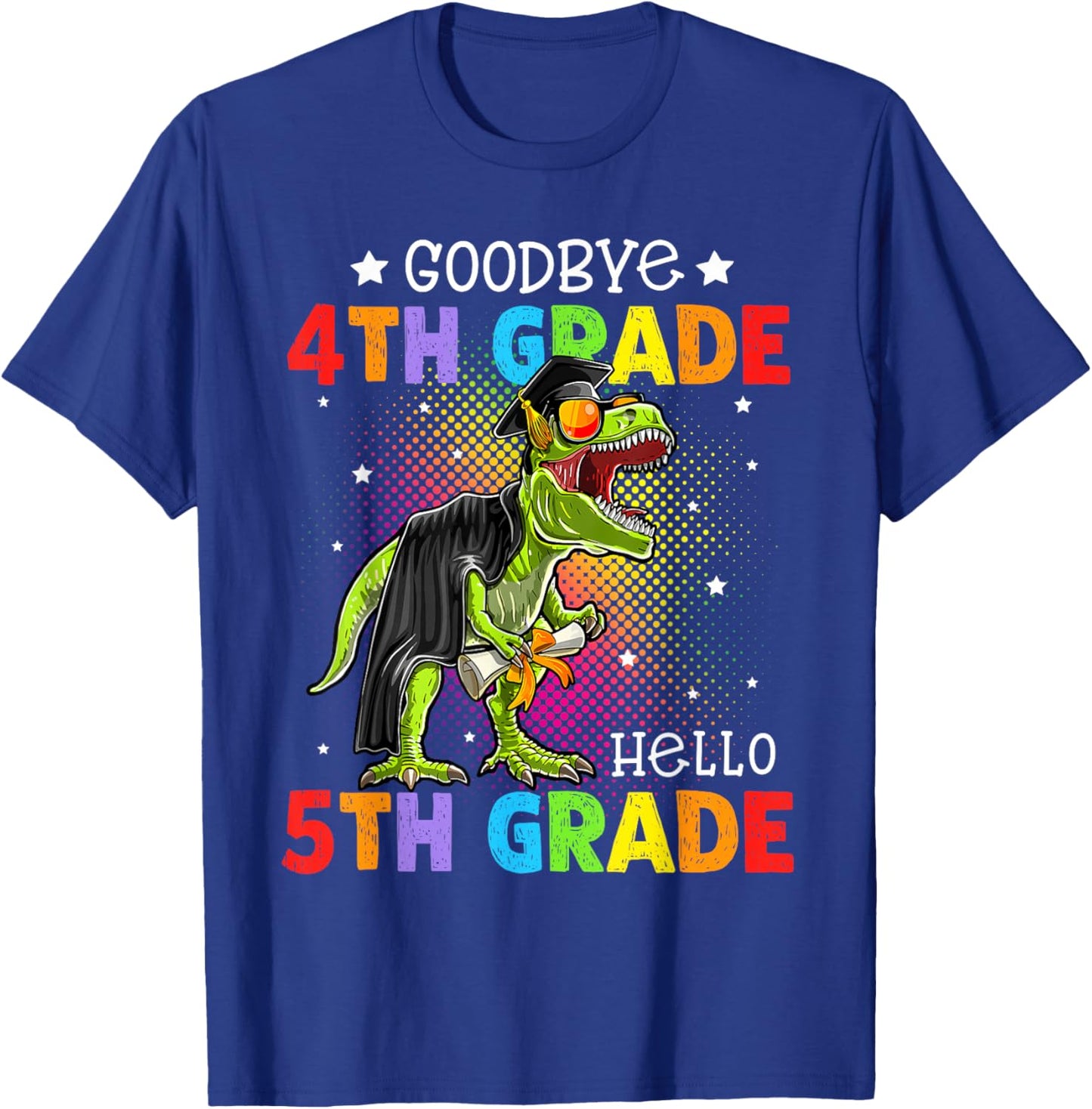 4th Grade Graduation Hello 5th Grade T-Rex Dino Boys Kids T-Shirt - T-Shirt | Royal