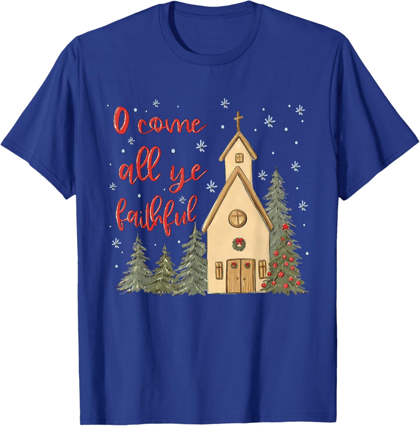 Vintage O Come All Ye Faithful Religious Christian Christmas T-Shirt - T-Shirt | Royal