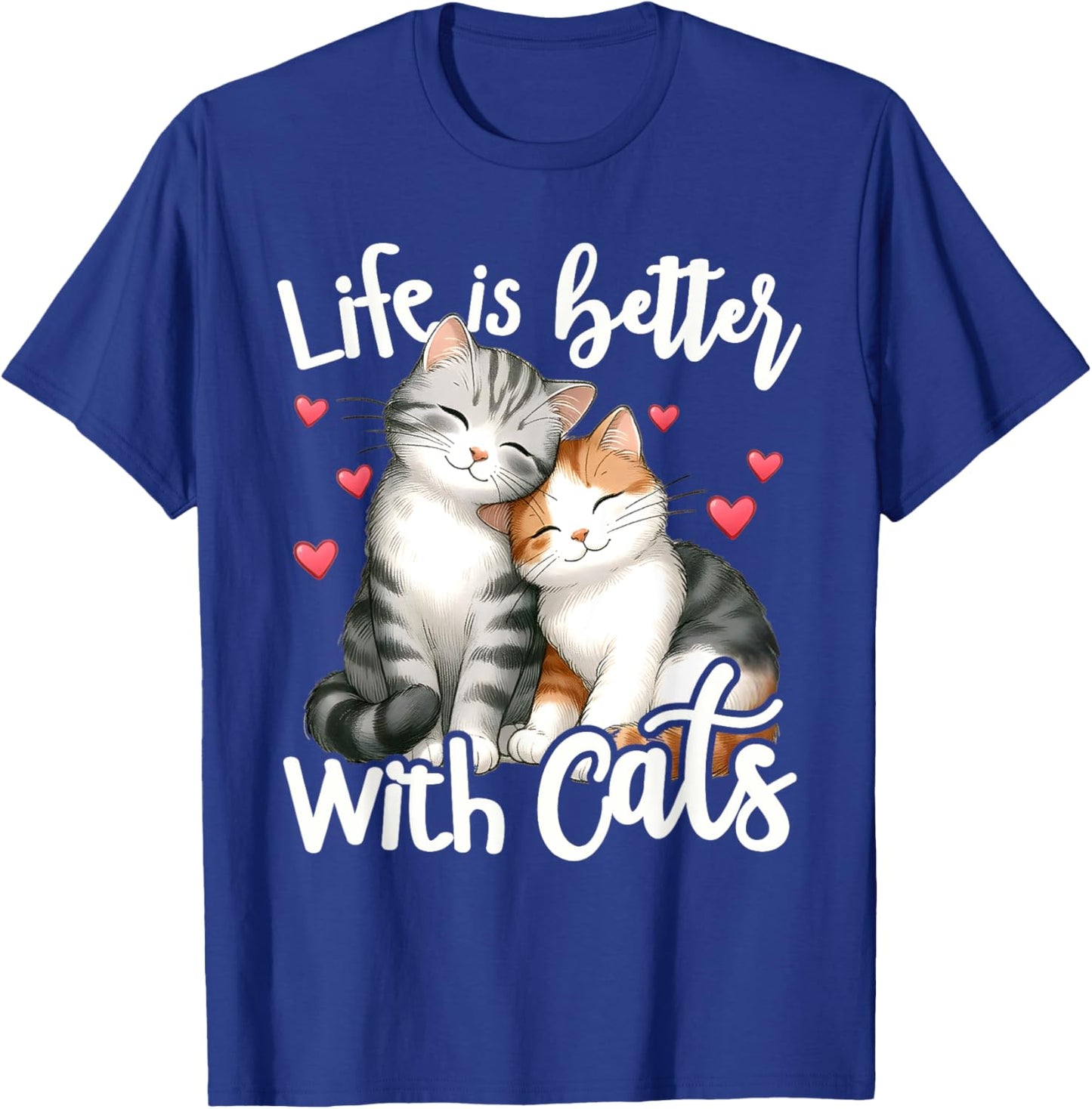 Cute Cat Life is Better with Cats Valentine’s Cat Lover Kids T-Shirt - T-Shirt | Royal