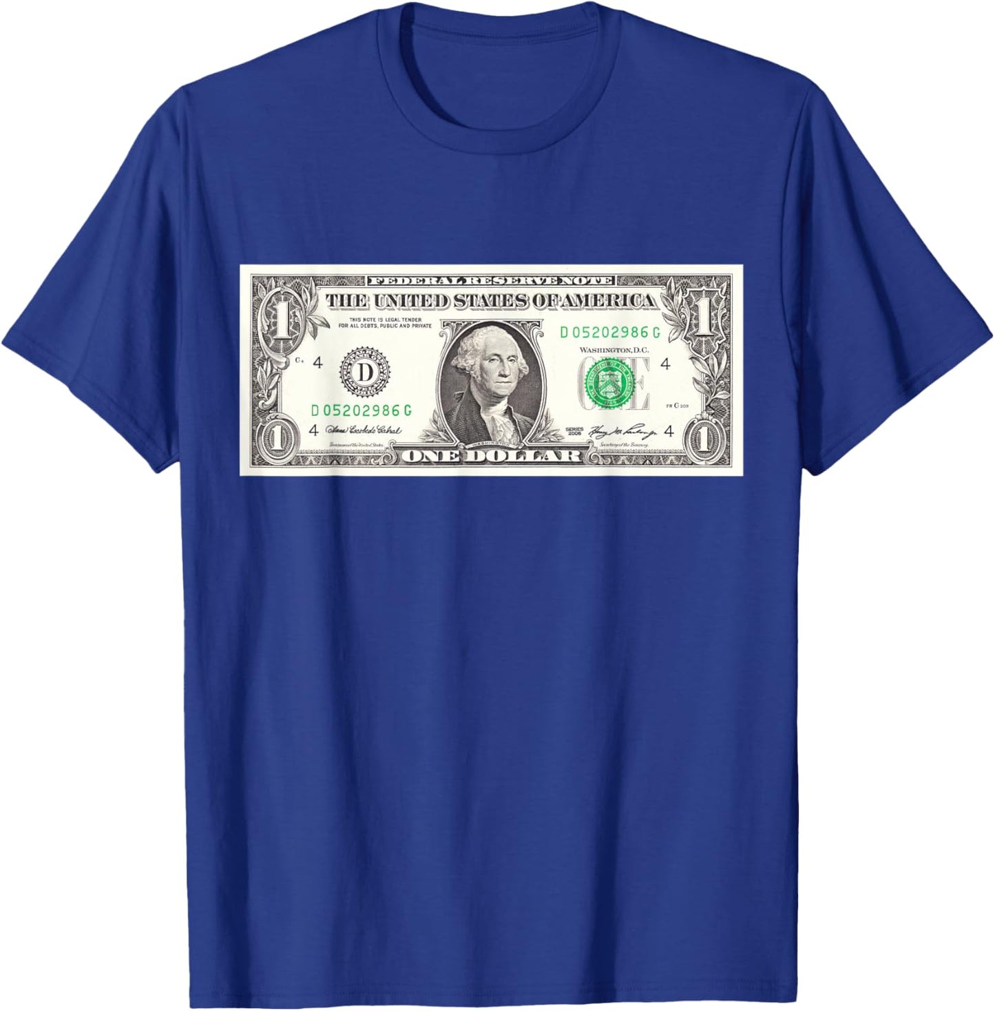 Official $1 Dollar Bill Vintage Money Design Cash Currency T-Shirt - T-Shirt | Royal