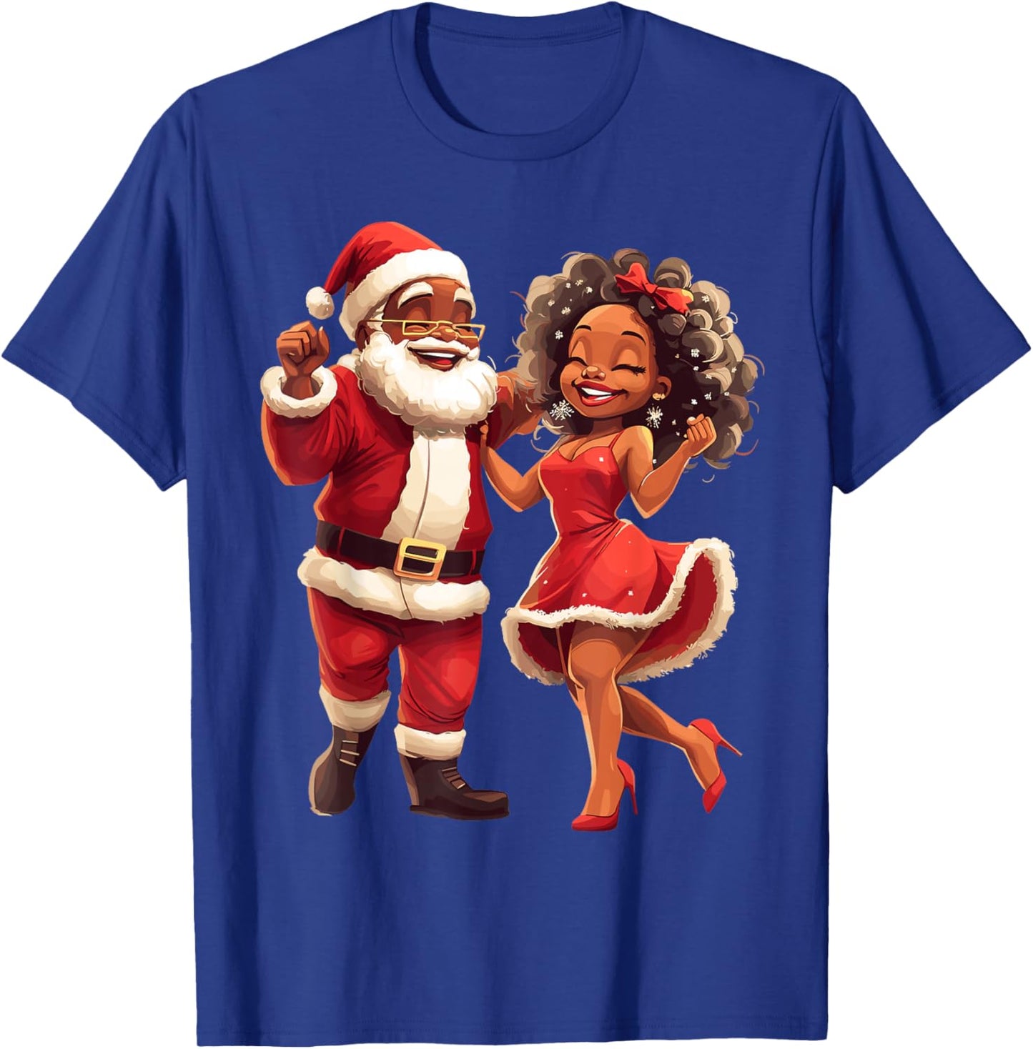 African Santa Mrs Claus Dancing African American Christmas T-Shirt - T-Shirt | Royal