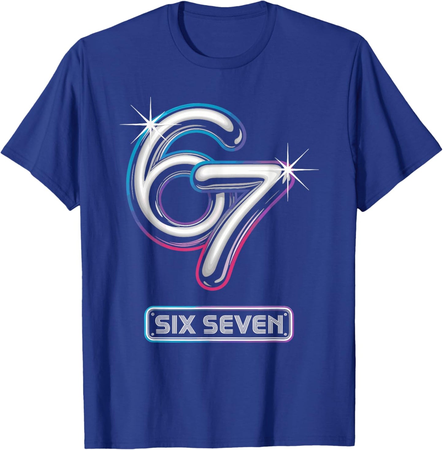 6 7 Meme Six Seven Youth Outfit Gen Alpha Funny Design 67 T-Shirt - T-Shirt | Royal
