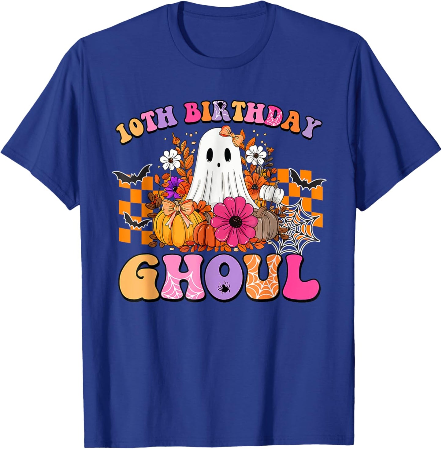 Halloween Ghoul 10 Year Old 10th Birthday Spooky Ghost T-Shirt - T-Shirt | Royal
