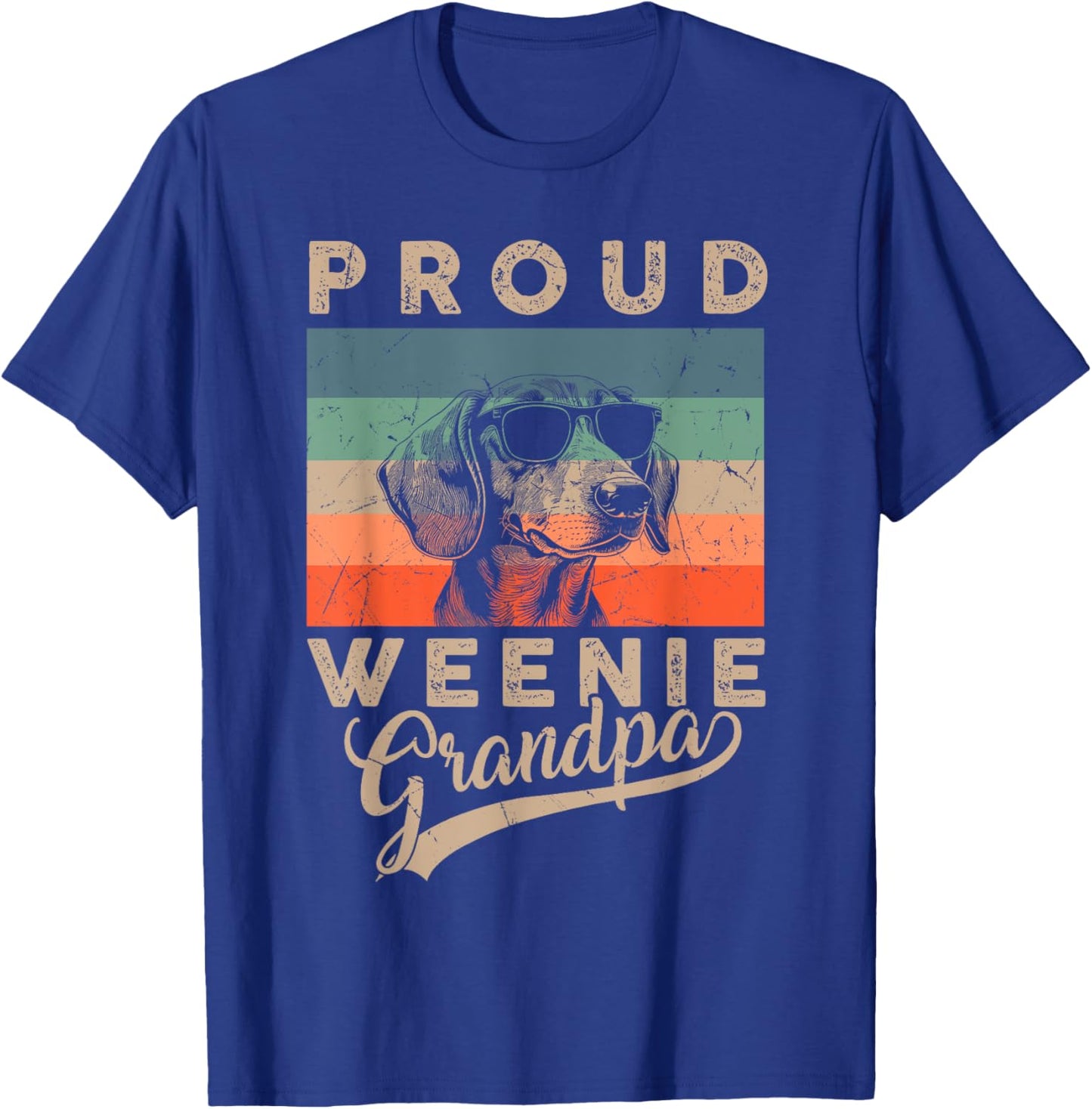 Vintage Proud Weenie Dog Grandpa Dachshund Dog Father's Day Women Kids T-Shirt - T-Shirt | Royal