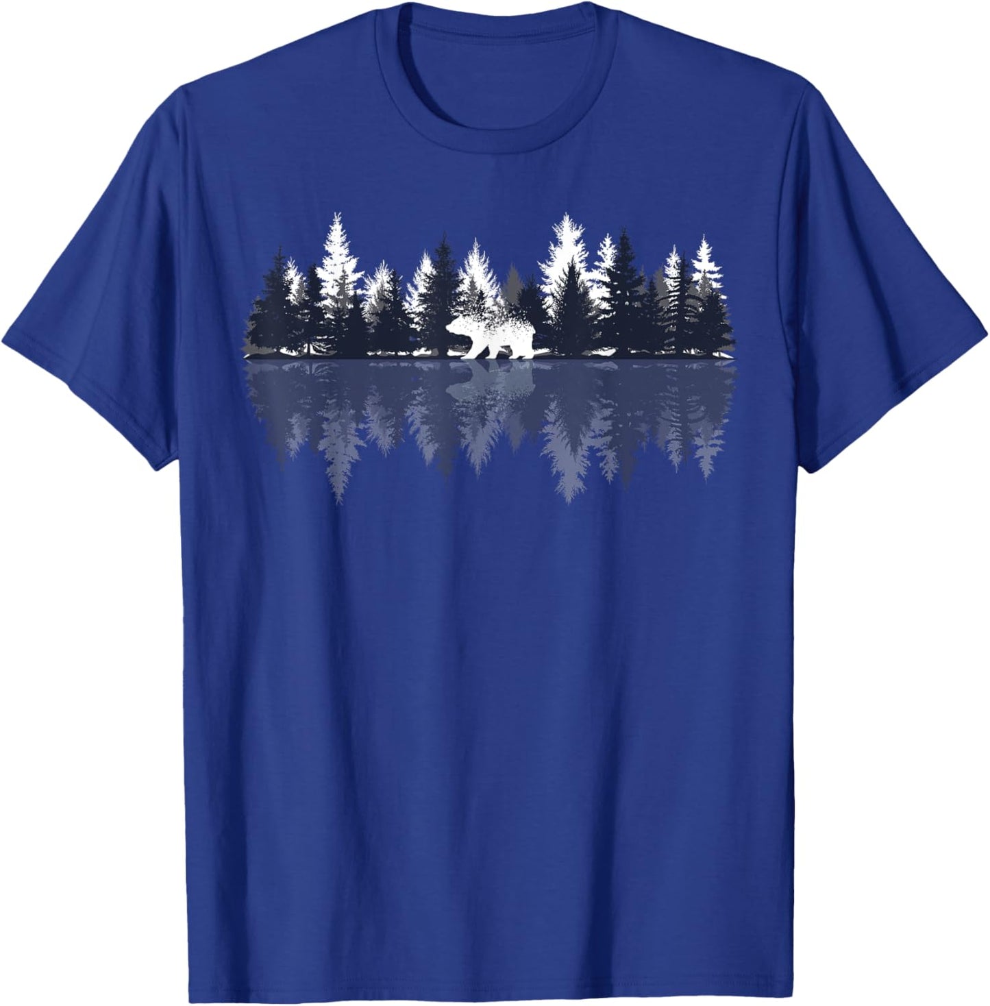 Lake Shadow Bear Shadow Graphic Mountains Forrest Outdoor T-Shirt - T-Shirt | Royal