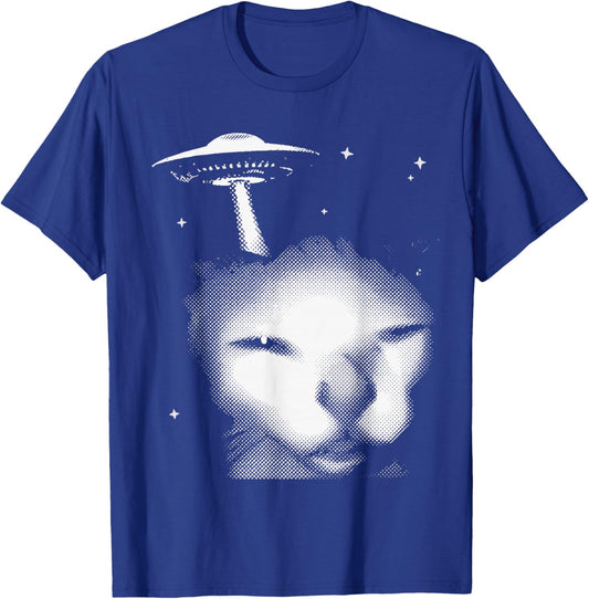 Alien Cat UFO Selfie Funny Memes Brainrot Memes Dank Memes T-Shirt - T-Shirt | Royal