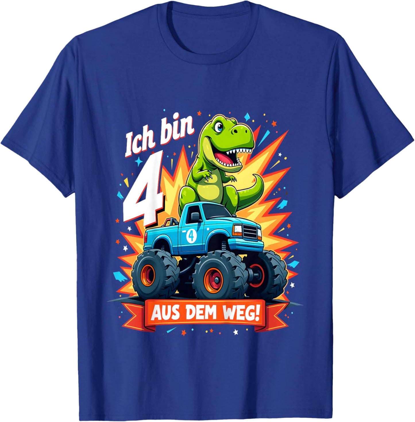 Kinder Ich bin 4 Dinosaurier Monstertruck Kindergeburtstag T-Shirt - T-Shirt | Royal