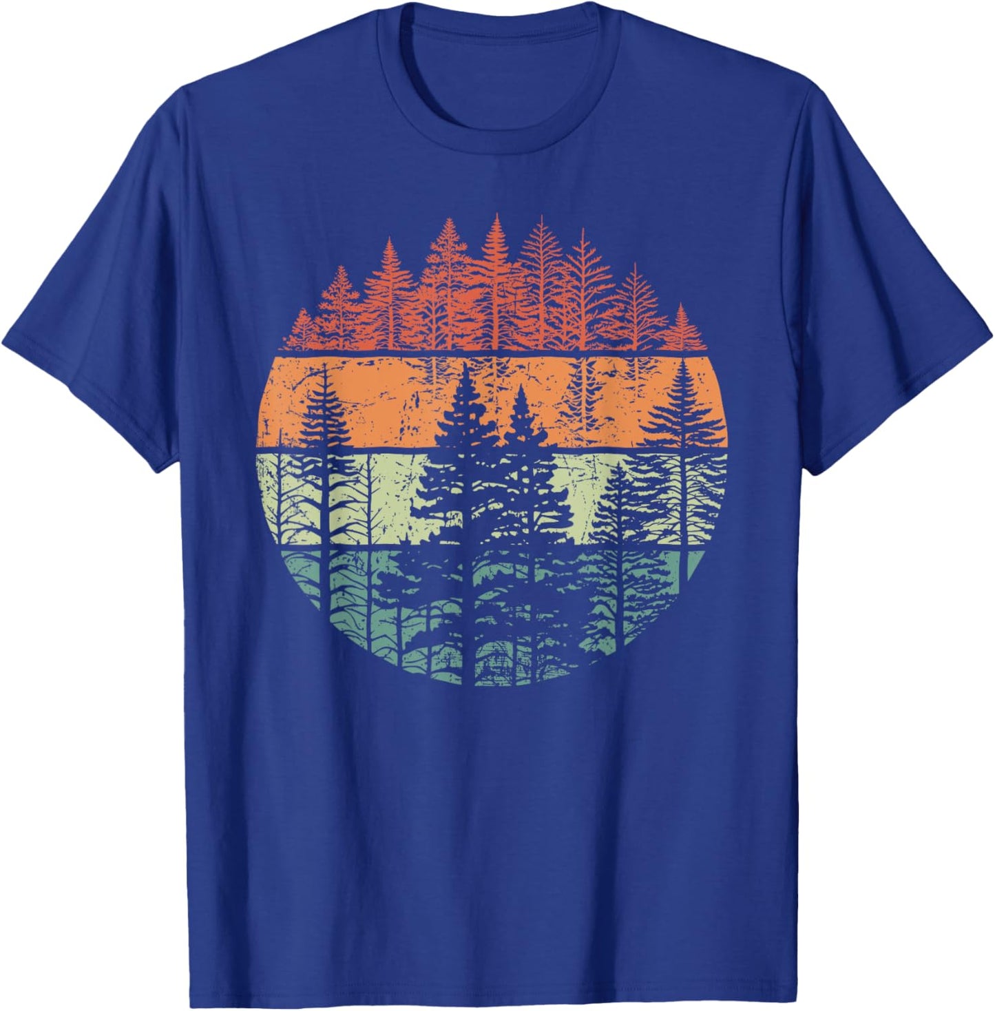 Retro Forest Trees Outdoors Nature Women Men Vintage Graphic T-Shirt - T-Shirt | Royal