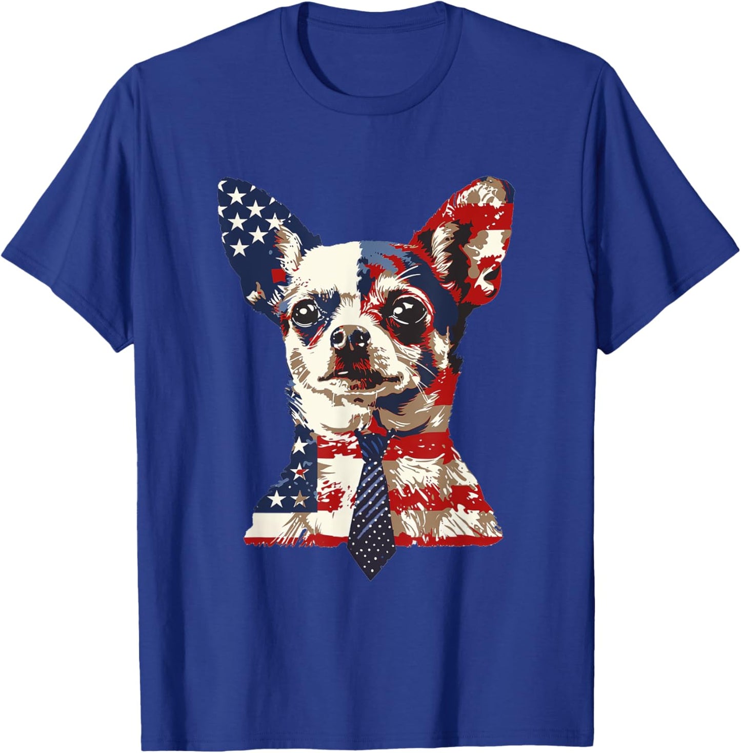 Chihuahua USA Patriotic American Flag 4th of July US T-Shirt - T-Shirt | Royal