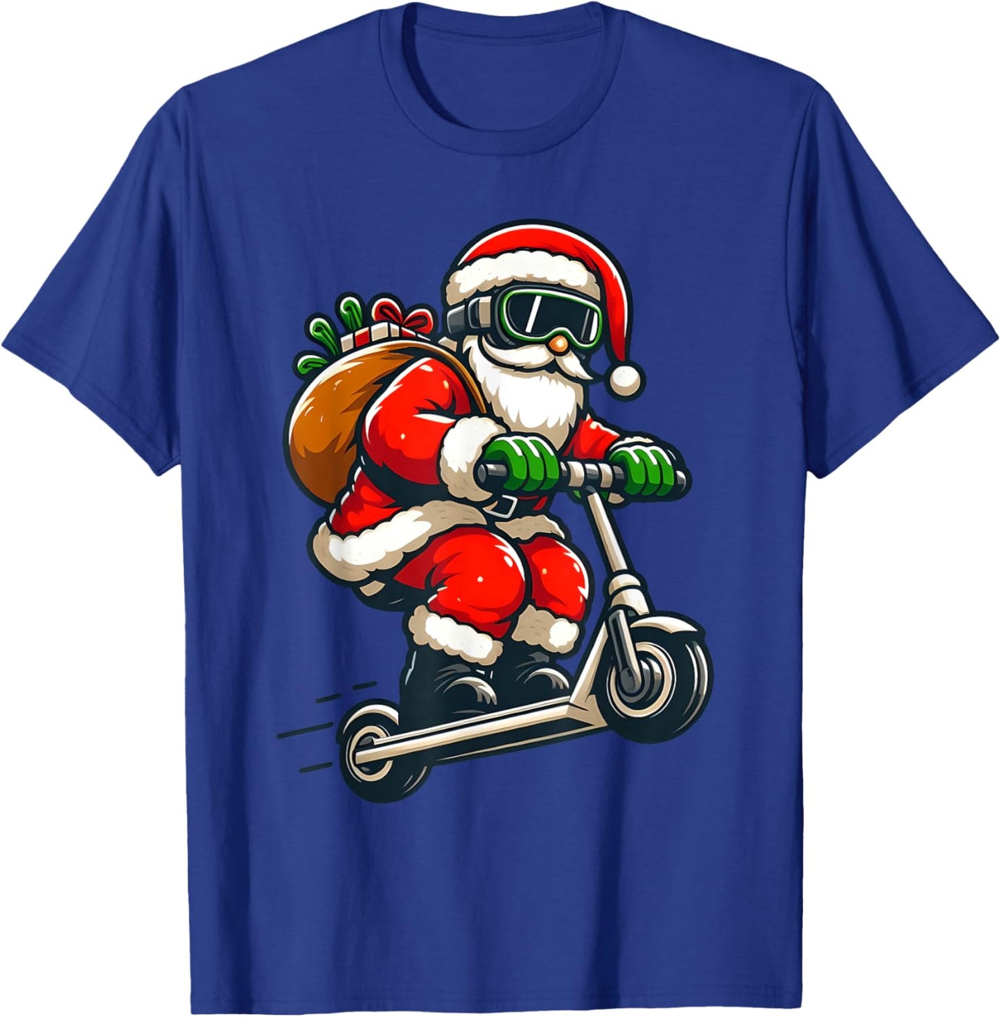 Santa Riding Scooter Christmas Pajama for Toddlers Kids Boys T-Shirt - T-Shirt | Royal