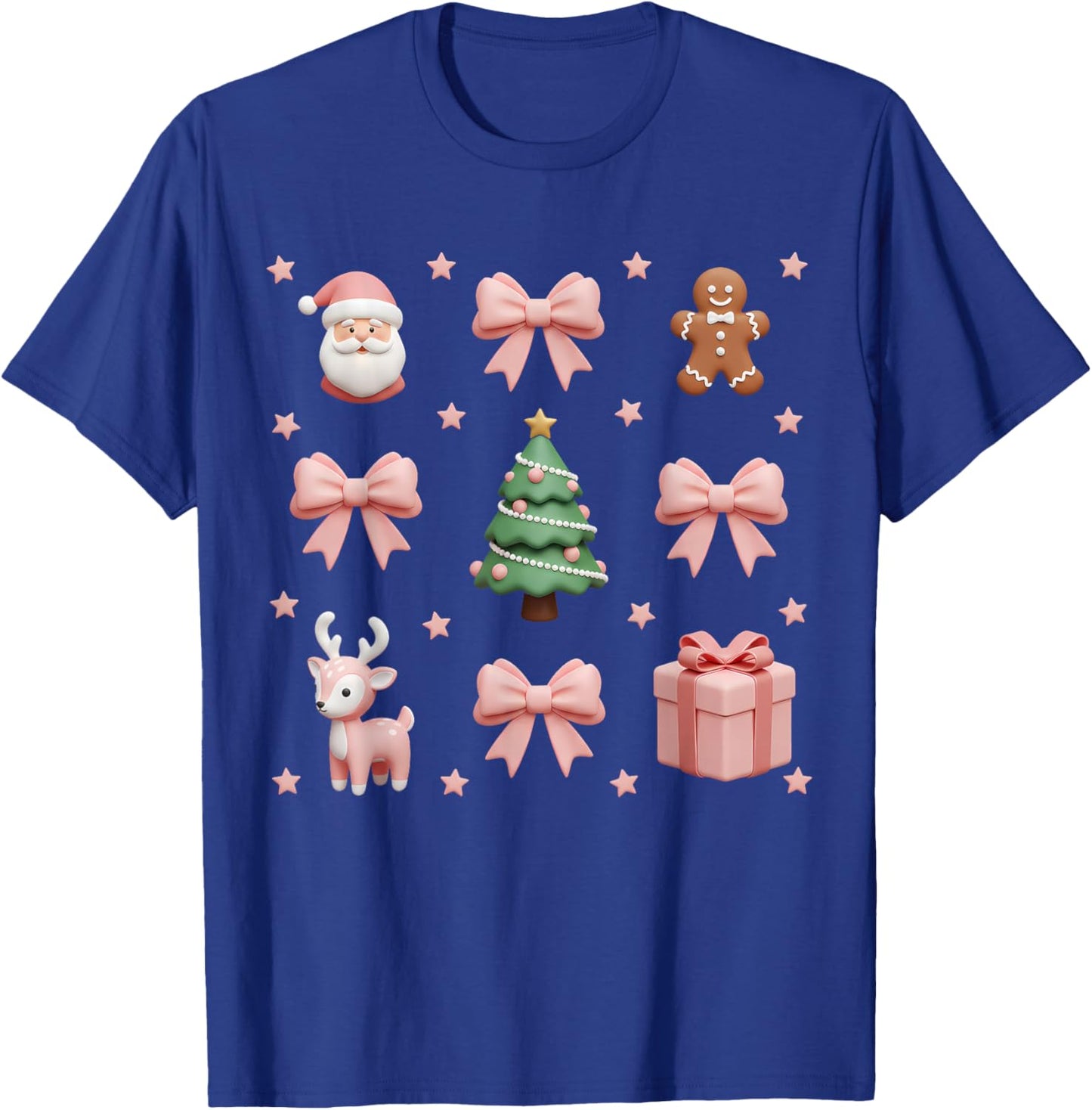 Coquette Bow Christmas Tree Santa Kawaii Women Girls Kids T-Shirt - T-Shirt | Royal