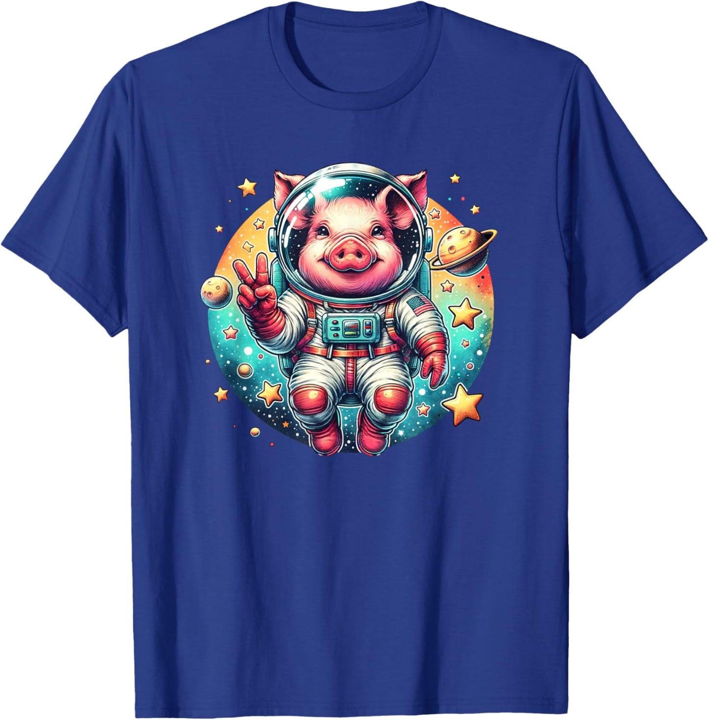 Funny Pig Astronaut in Space for Pig Lover T-Shirt - T-Shirt | Royal