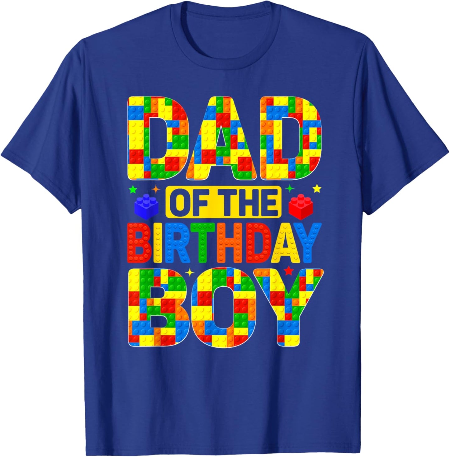 Dad of The Birthday Boy Building Block Theme Birthday Party T-Shirt - T-Shirt | Royal