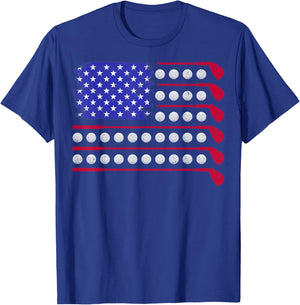 Golf American Flag 4th of July Patriotic Golfer Golf Coach T-Shirt - T-Shirt | Royal