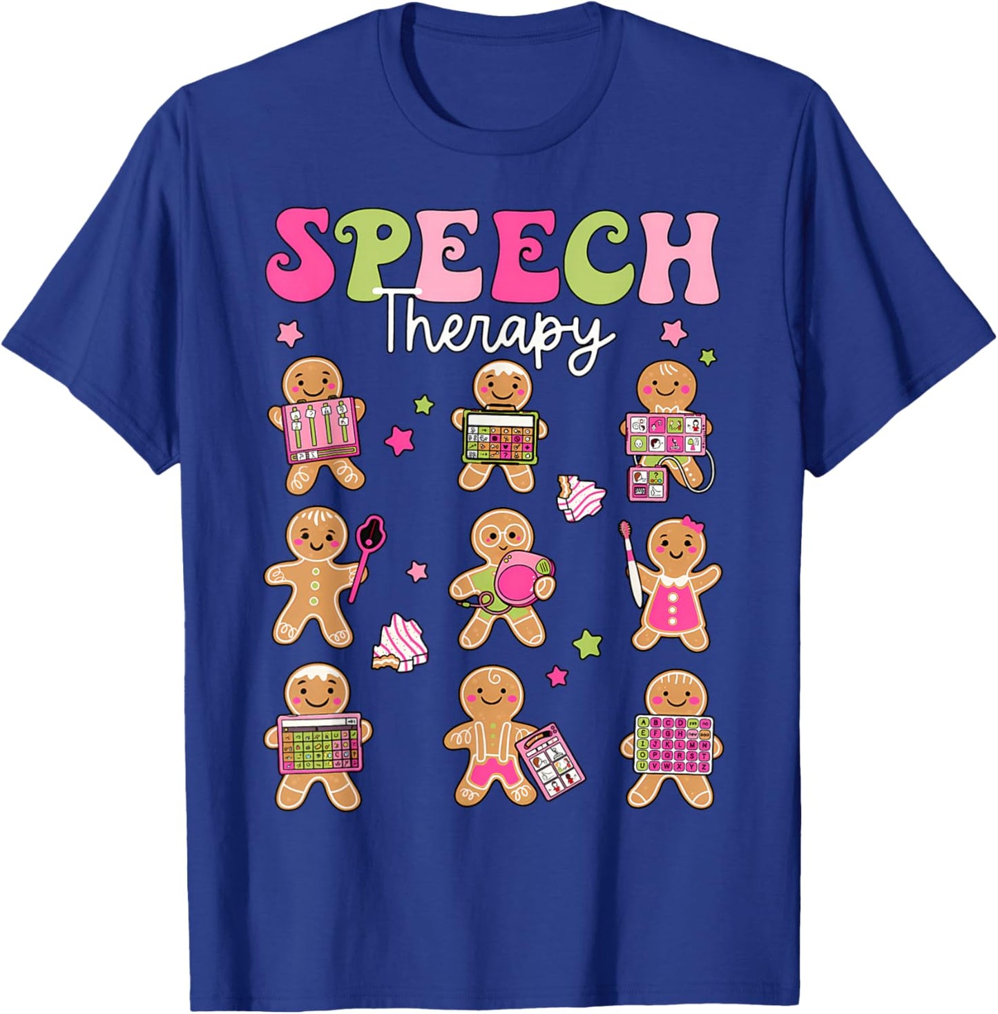 Speech Therapy Christmas SLP Therapy Cookies Gingerbread T-Shirt - T-Shirt | Royal