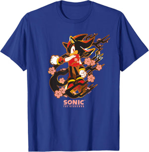 Sonic The Hedgehog - Shadow with Cherry Blossoms T-Shirt - T-Shirt | Royal