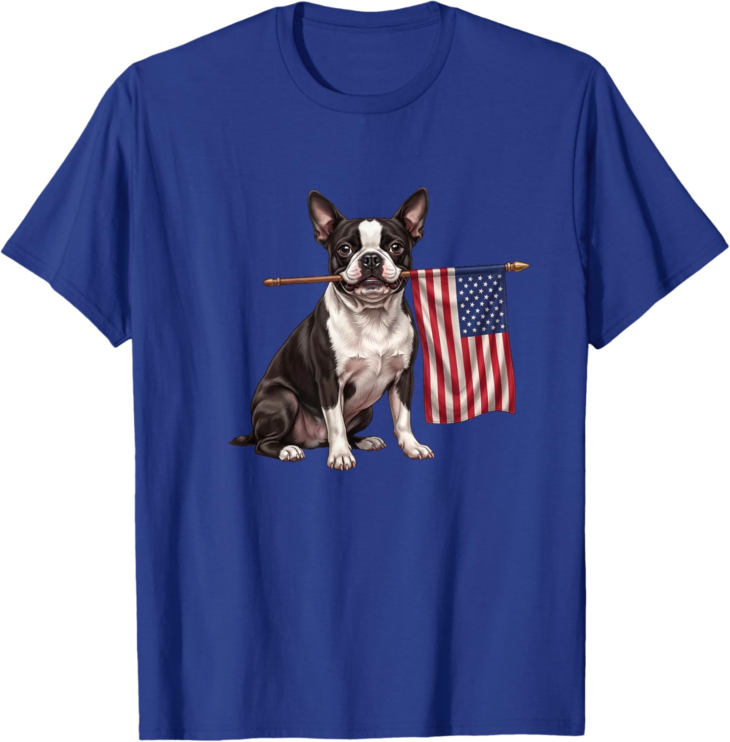 Retro Boston Terrier American Flag Patriotic Dog 4th of July T-Shirt - T-Shirt | Royal