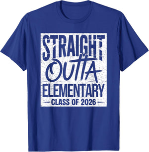 Straight Outta Elementary Graduation Class of 2026 Graduate T-Shirt - T-Shirt | Royal