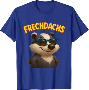 Naughty Badger Cartoon Badger with Sunglasses Cheeky Funny T-Shirt - T-Shirt | Royal