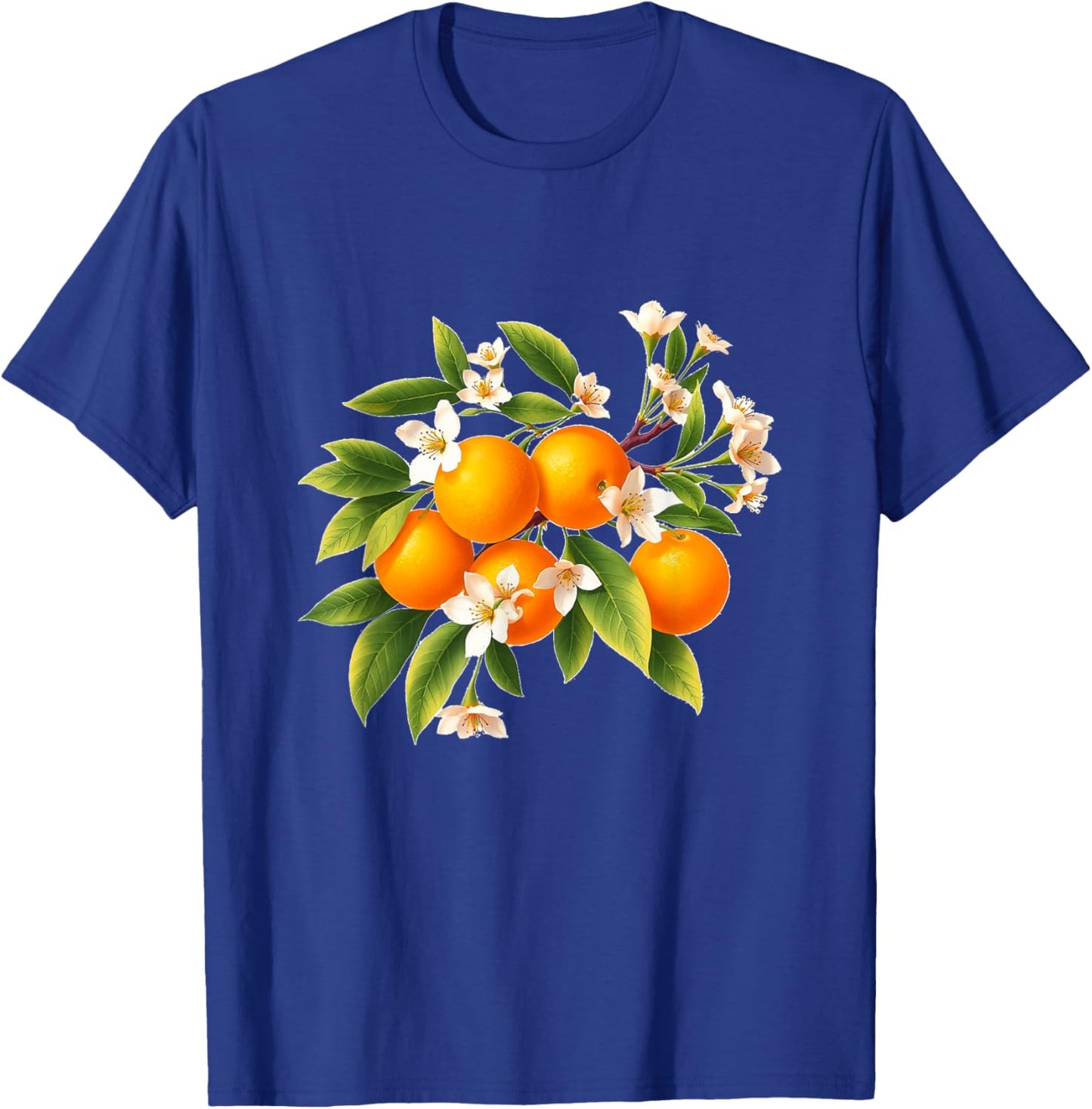 Elegant Orange Blossom Branch - Botanical Fruit Illustration T-Shirt - T-Shirt | Royal