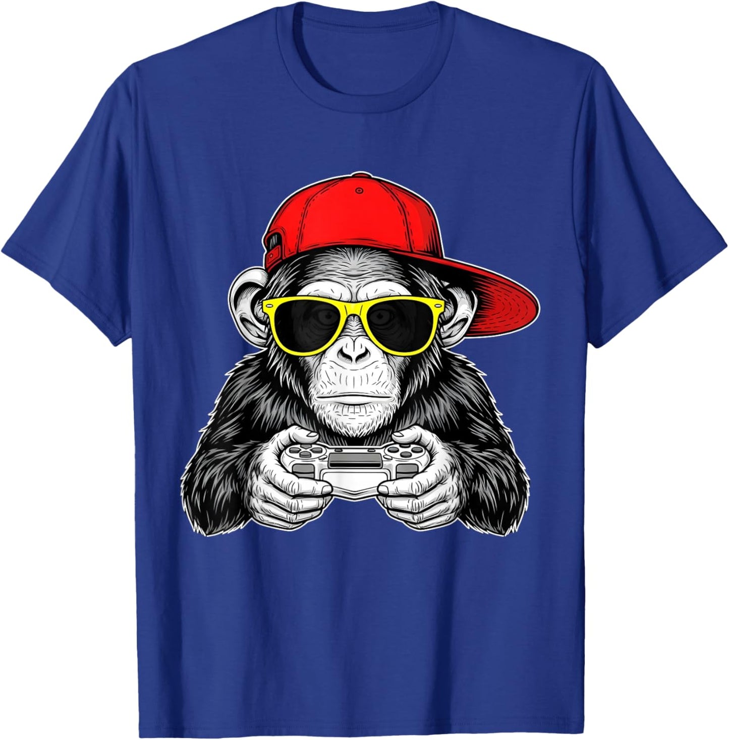 Video Game Funny Cool Gamer Monkey with Controller T-Shirt - T-Shirt | Royal