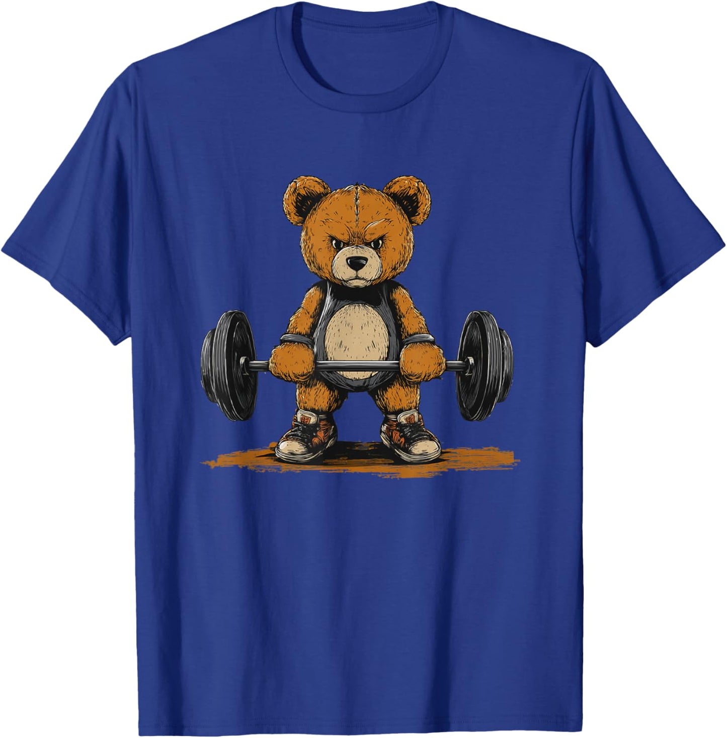 Cool Sporty Teddy Bear with Gym Weights for Deadlifting Fans T-Shirt - T-Shirt | Royal