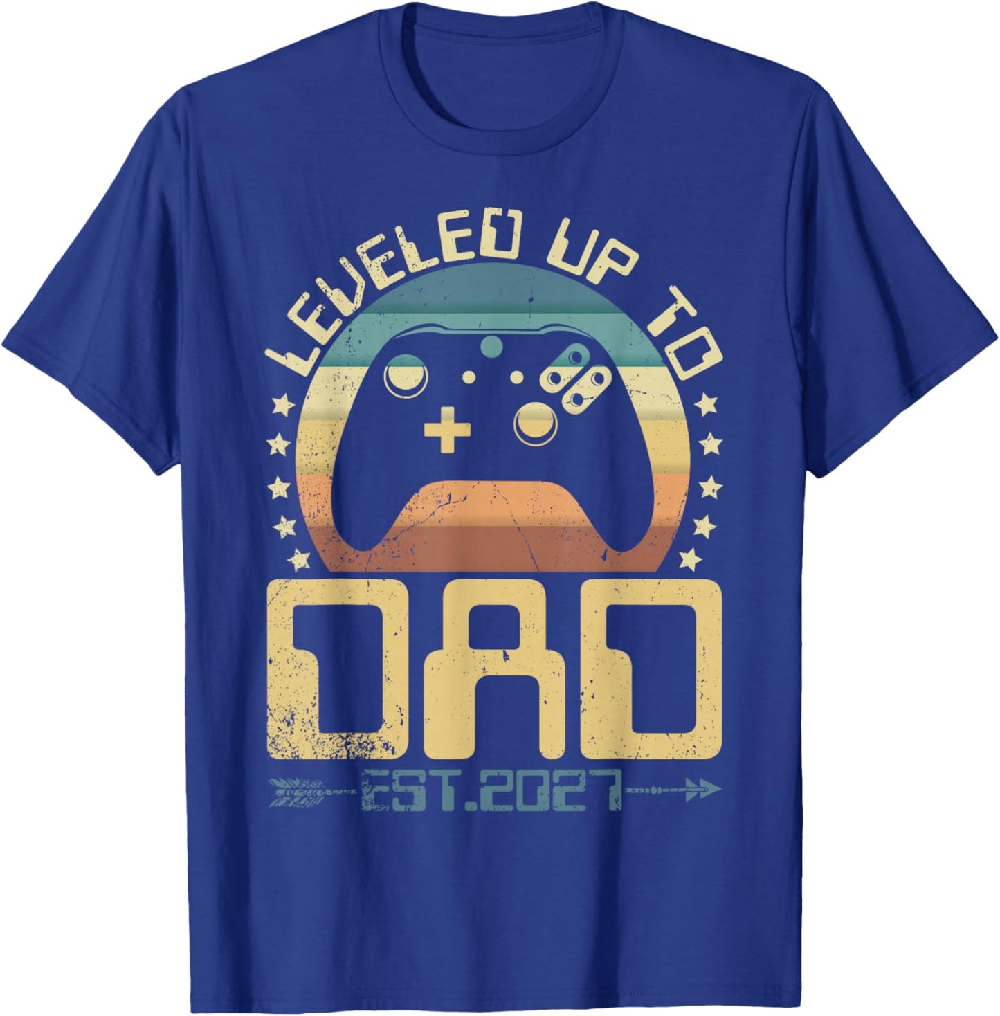 I Leveled Up to Dad 2027 Promoted to Daddy Soon to Be Father T-Shirt - T-Shirt | Royal