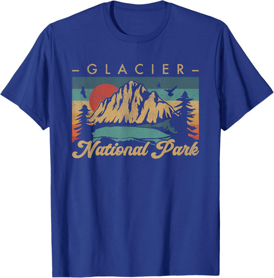Retro Vintage Graphic Glacier National Park T-Shirt - T-Shirt | Royal