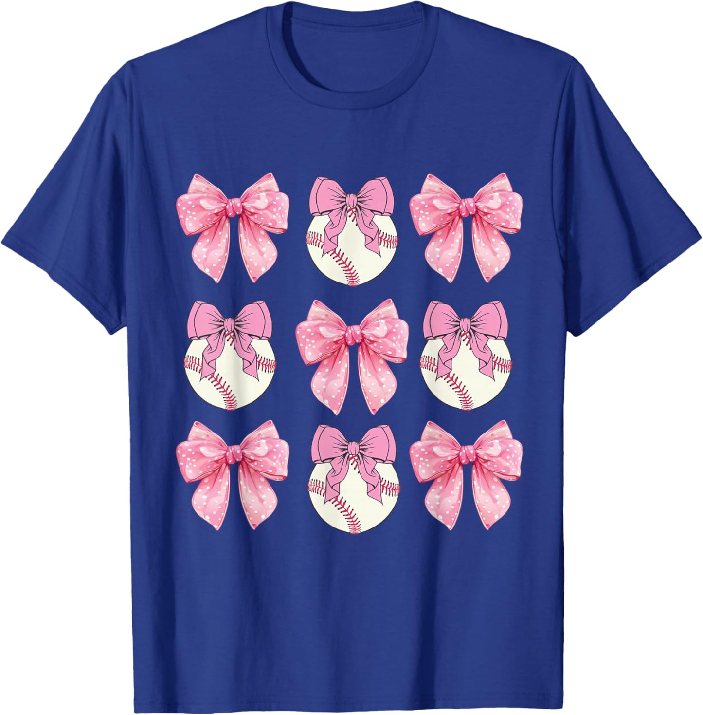 Baseball Coquette Bow Baseball Mom Mother's Day Mama T-Shirt - T-Shirt | Royal