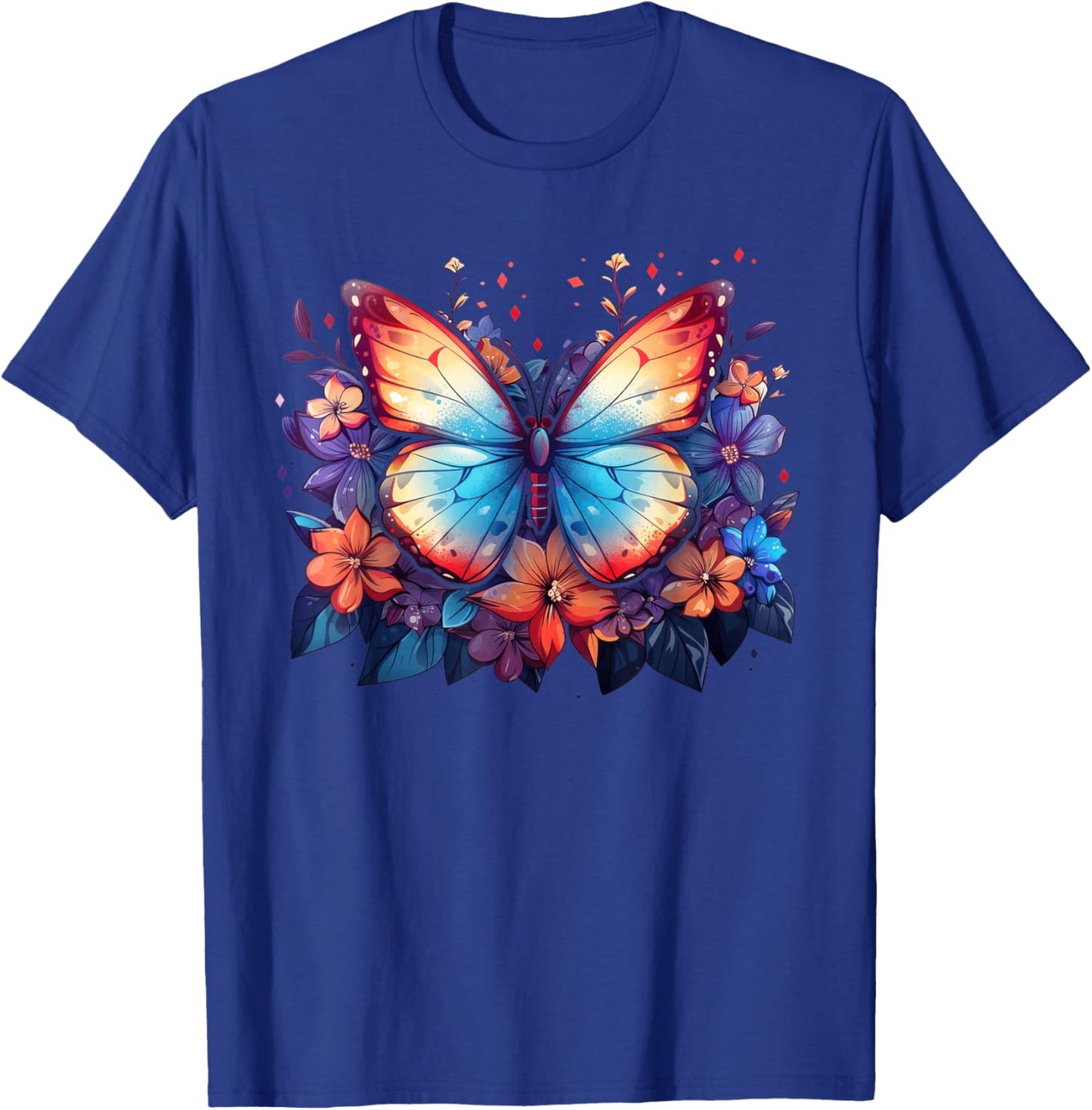 Butterfly Flowers T-Shirt - T-Shirt | Royal