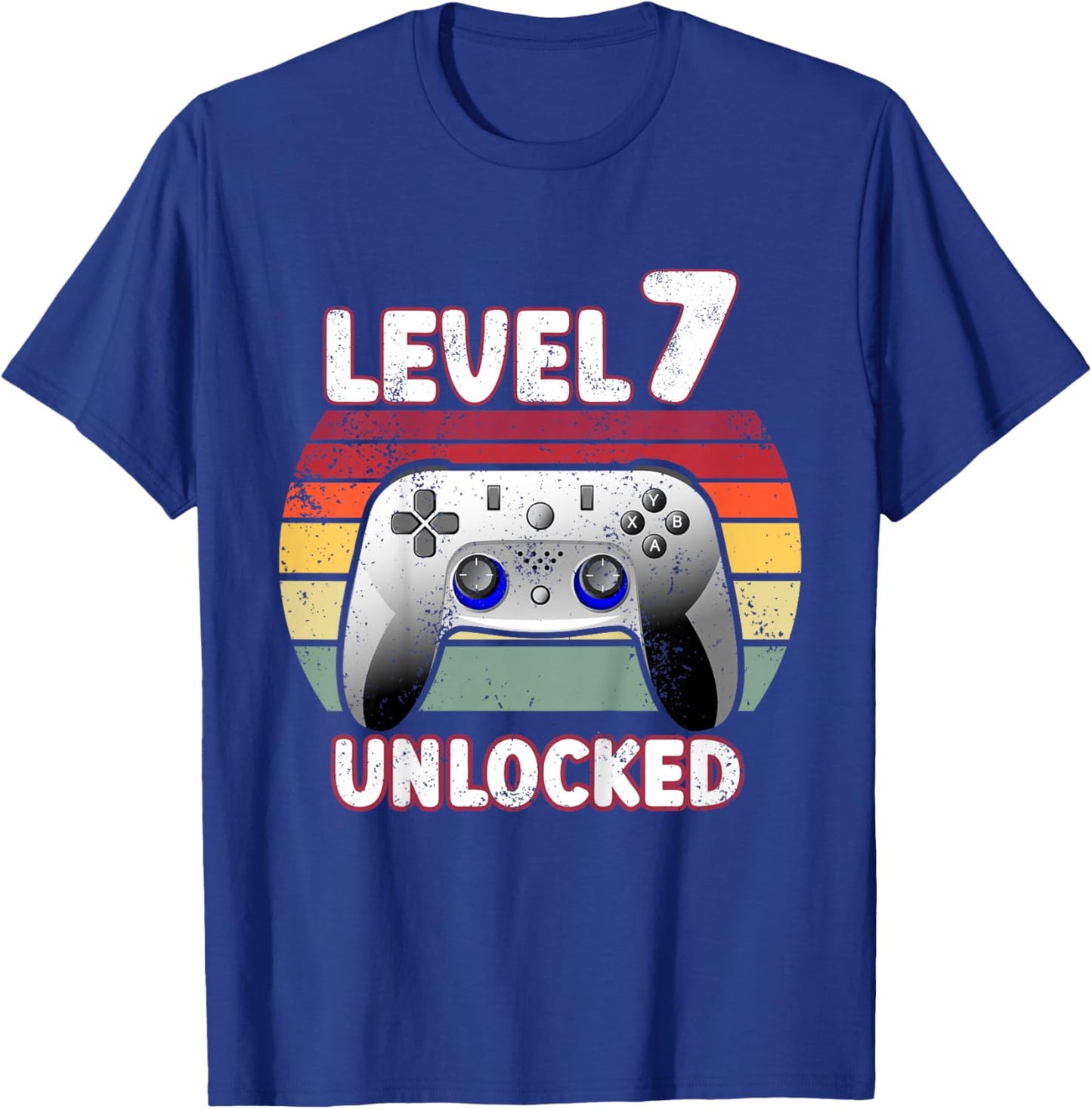 7th Birthday Boy Level 7 Unlocked 7 Year Old Birthday Gamer T-Shirt - T-Shirt | Royal