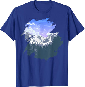 Timeless Mountain, Nature Trees and Forest T-Shirt - T-Shirt | Royal
