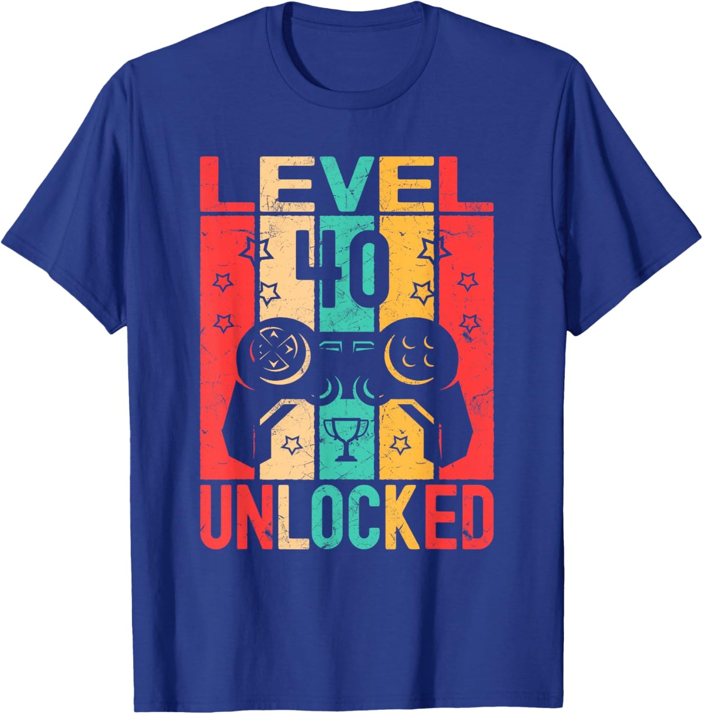 40th Birthday Level 40 Unlocked Gamer Gifts Funny Birthday T-Shirt - T-Shirt | Royal