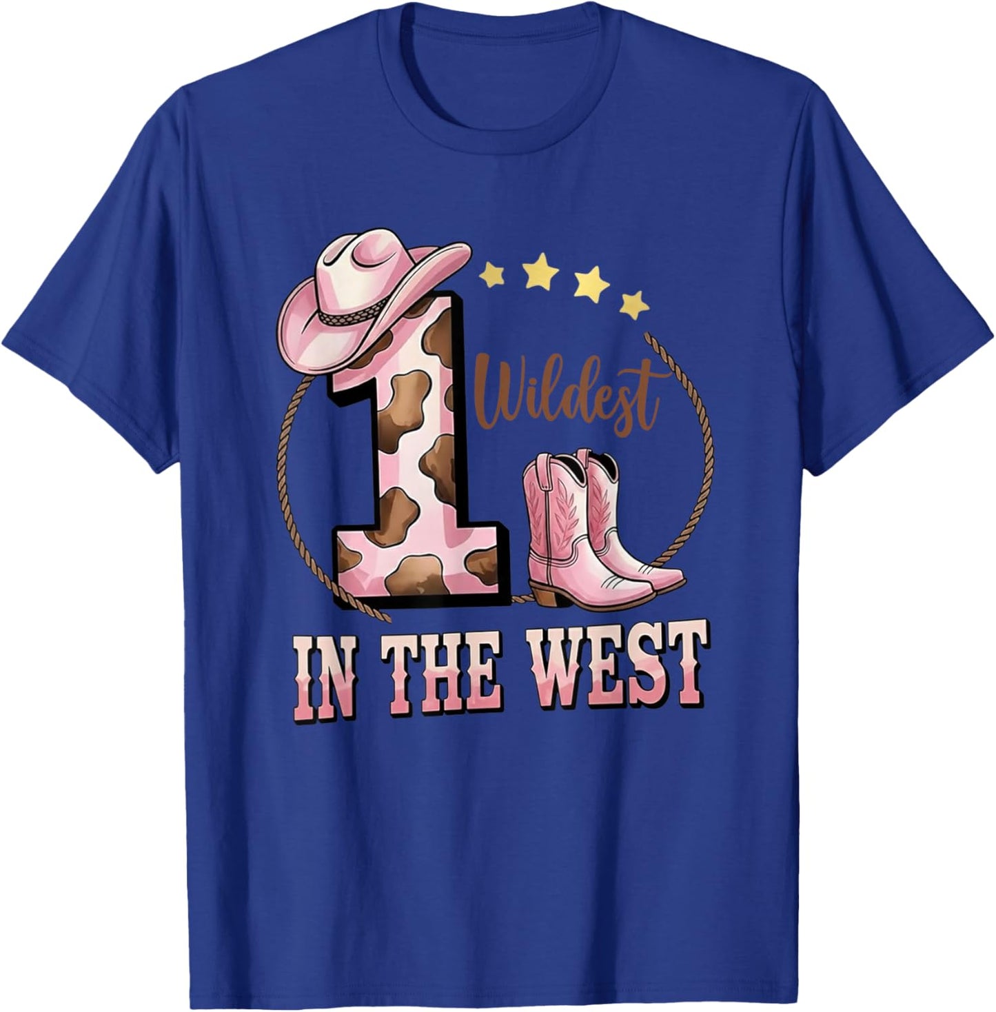 Wildest One in The West 1st Birthday Cowgirl Western Rodeo T-Shirt - T-Shirt | Royal