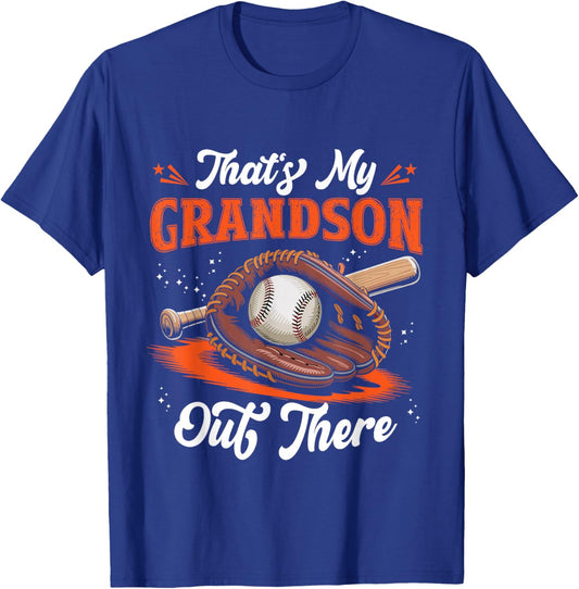 That's My Grandson Out There Baseball Grandma Grandpa Funny T-Shirt - T-Shirt | Royal