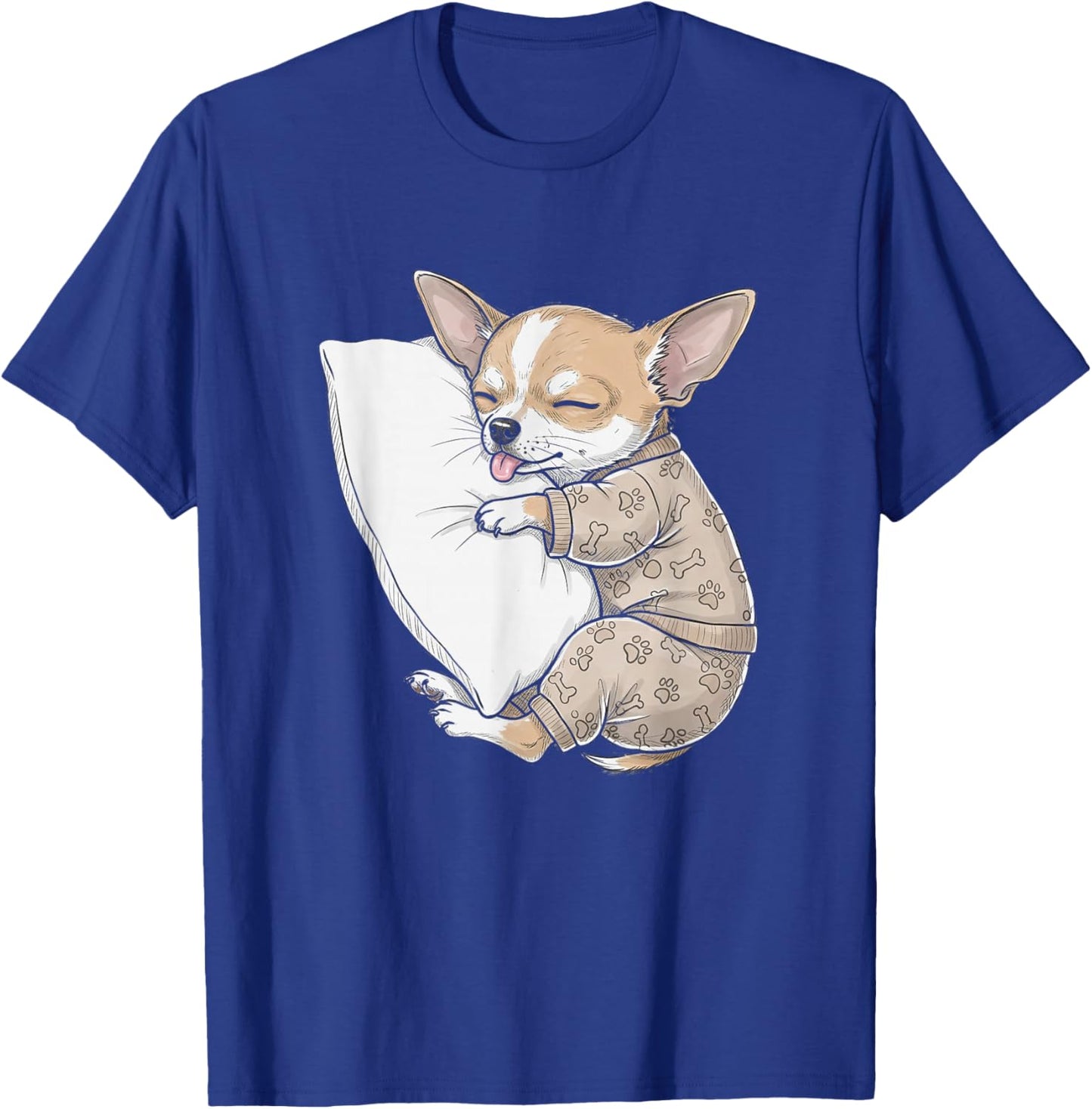 Funny Sleepy Chihuahua Pajama Men Women Kids T-Shirt - T-Shirt | Royal
